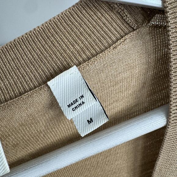 Burberry Sweater Womens Medium Brown Merino Wool Deep V Neck Layered Overlay - Picture 10 of 16